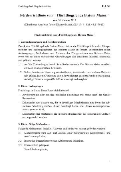 E.1.57 Flüchllingsfond. Vergaberichtlinien
