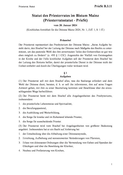 B.3.11 Priesterrat. Statut