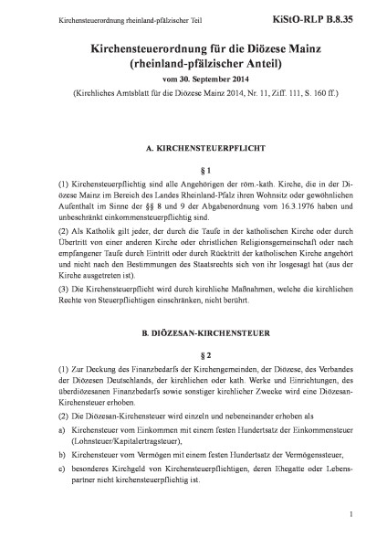 B.8.35 Kirchensteuerordnung rheinland-pfälzischer Teil