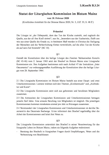 B.3.24 Liturgische Kommission. Statut
