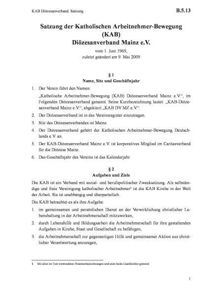 B.5.13 KAB Diözesanverband. Satzung