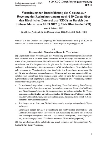 B.9.17 Rechtsinstrumente nach § 29 KDG. Durchführungsverordnung