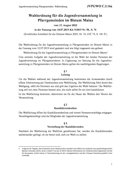 C.3.16a Jugendversammlung Pfarrgemeinden. Wahlordnung