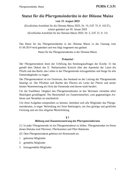 C.3.51 Pfarrgemeinderäte. Statut