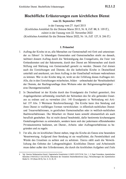 H.2.1.2 Kirchlicher Dienst. Bischöfliche Erläuterungen