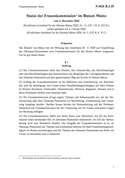 B.3.29 Frauenkommission. Statut