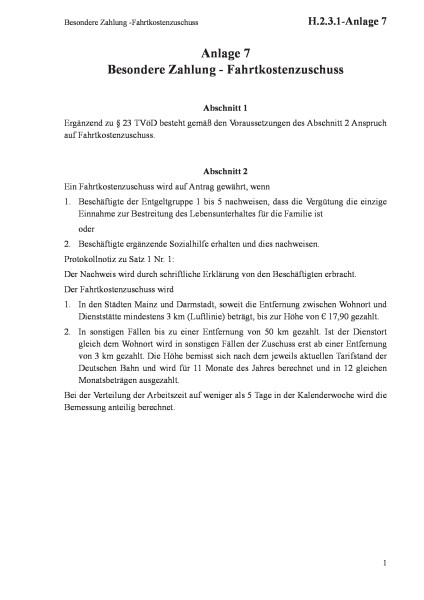 H.2.3.1-Anlage 7 Besondere Zahlung -Fahrtkostenzuschuss