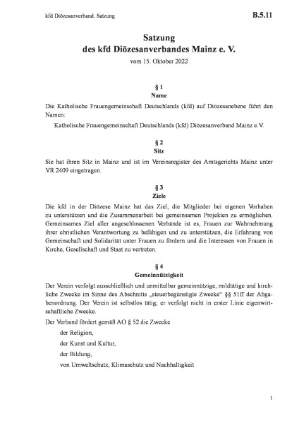 B.5.11 kfd Diözesanverband. Satzung