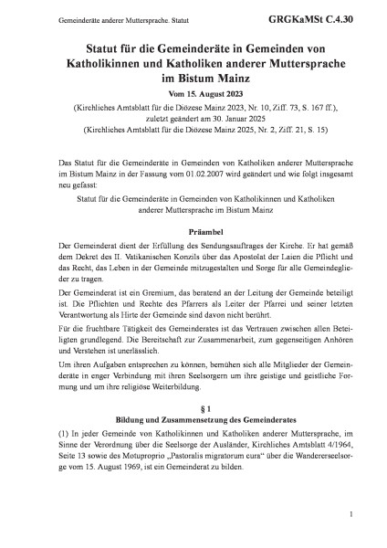 C.4.30 Gemeinderäte anderer Muttersprache. Statut