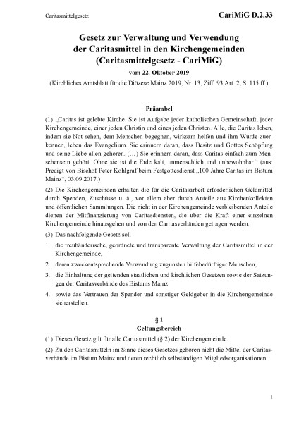 D.2.33 Caritasmittelgesetz