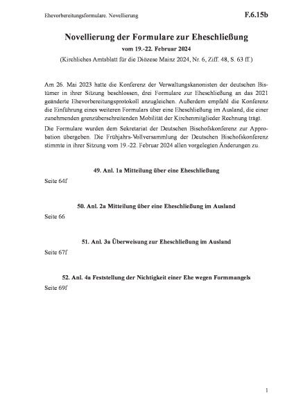 F.6.15b Ehevorbereitungsformulare. Novellierung