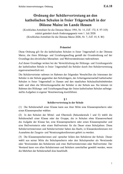 E.6.18 Schüler:innenvertretungen. Ordnung