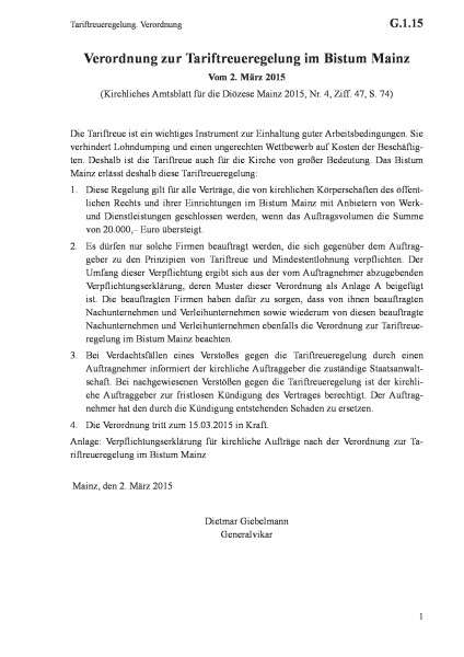 G.1.15 Tariftreueregelung. Verordnung