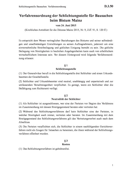 D.3.50 Schlichtungsstelle Bausachen. Verfahrensordnung
