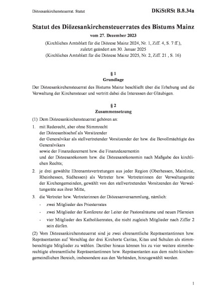 B.8.34a Diözesankirchensteuerrat. Statut