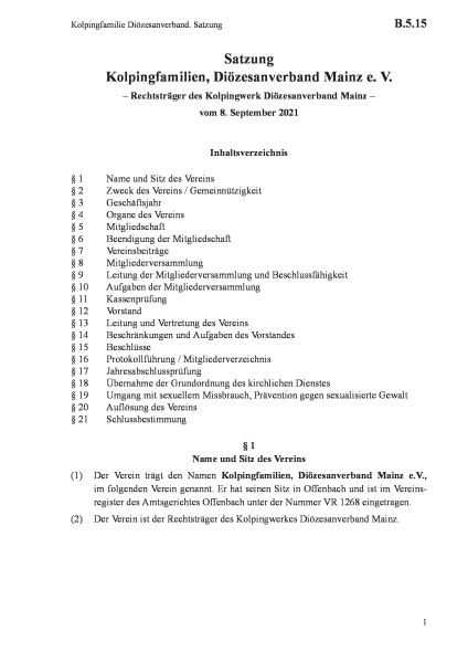 B.5.15 Kolpingfamilie Diözesanverband. Satzung