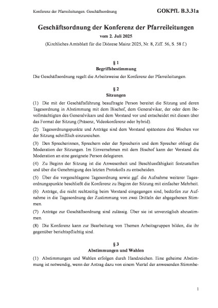 B.3.31a Konferenz der Pfarreileitungen. Geschäftsordnung