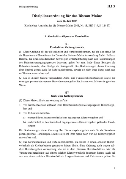 H.1.5 Disziplinarordnung