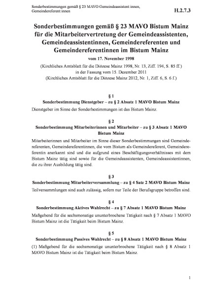 H.2.7.3 Sonderbestimmungen gemäß § 23 MAVO Gemeindeassistent:innen, Gemeindereferent:innen