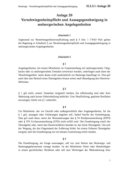 H.2.3.1-Anlage 20 Seelsorge - Verschwiegenheitspflicht und Aussagegenehmigung