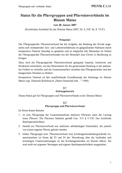 C.1.11 Pfarrgruppen und -verbünde. Statut