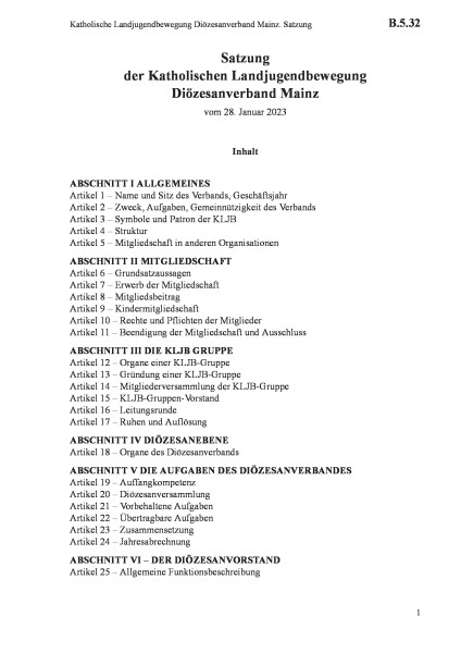 B.5.32 Katholische Landjugendbewegung Diözesanverband Mainz. Satzung