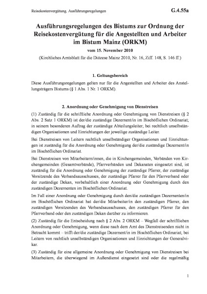 G.4.55a Reisekostenvergütung. Ausführungsregelungen