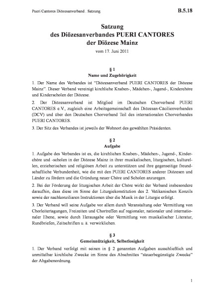 B.5.18 Pueri Cantores Diözesanverband . Satzung