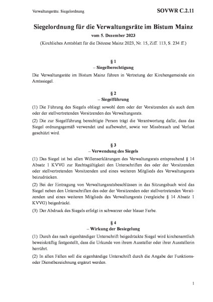 C.2.11 Verwaltungsräte. Siegelordnung
