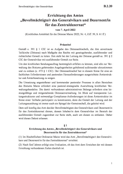 B.2.20 Bevollmächtigte:r des Generalvikars