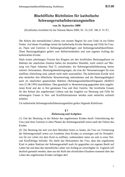 B.5.60 Schwangerschaftskonfliktberatung. Richtlinien