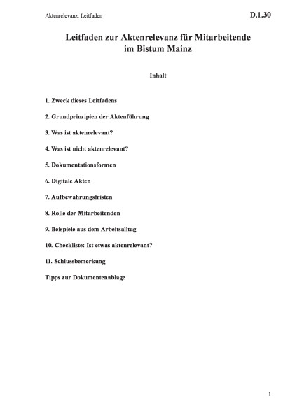 D.1.30 Aktenrelevanz. Leitfaden