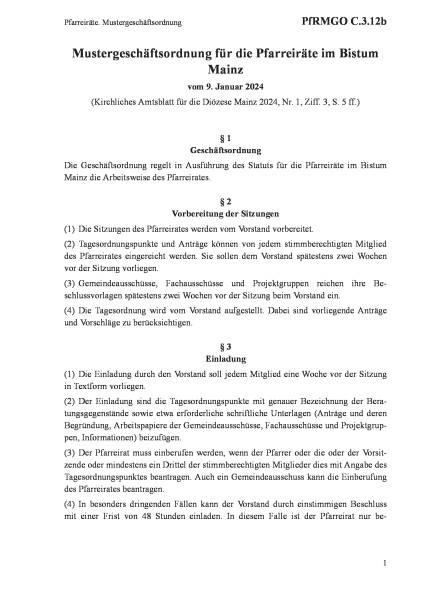 C.3.12b Pfarreiräte. Mustergeschäftsordnung