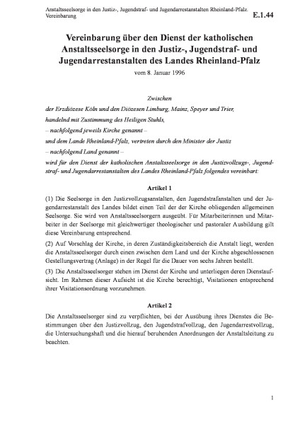 E.1.44 Anstaltsseelsorge in den Justiz-, Jugendstraf- und Jugendarrestanstalten Rheinland-Pfalz. Ver