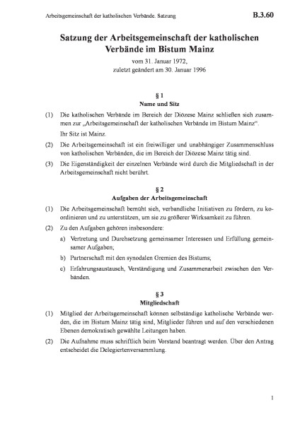 B.3.60 Arbeitsgemeinschaft der katholischen Verbände. Satzung