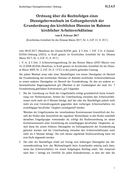H.2.4.5 Rechtsfolgen Dienstgeberwechsel. Ordnung