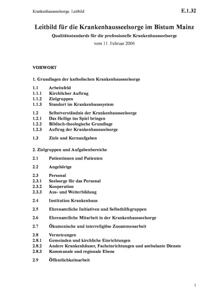 E.1.32 Krankenhausseelsorge. Leitbild