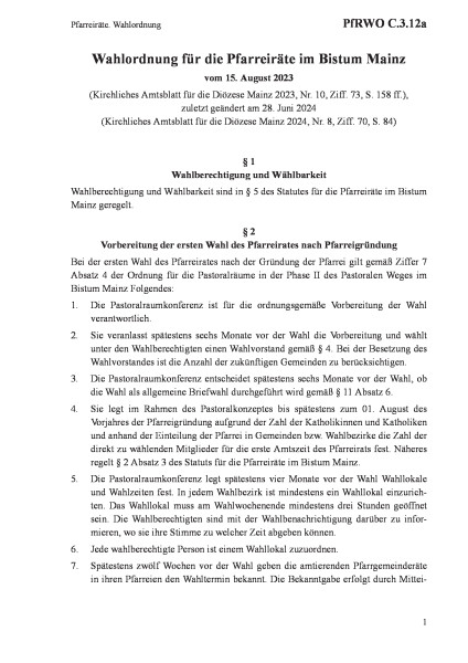 C.3.12a Pfarreiräte. Wahlordnung