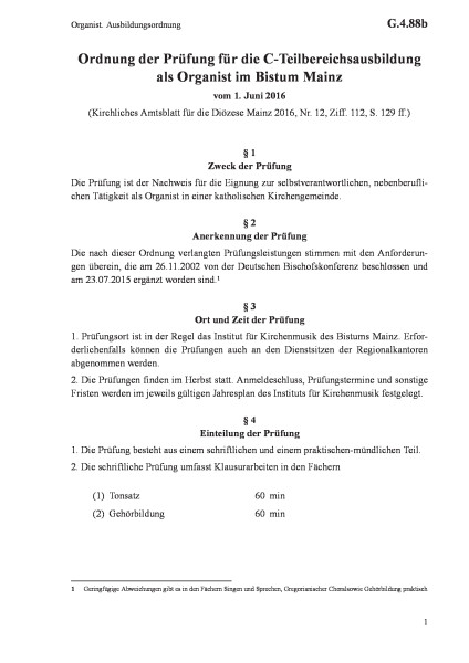 G.4.88b Organist. Ausbildungsordnung