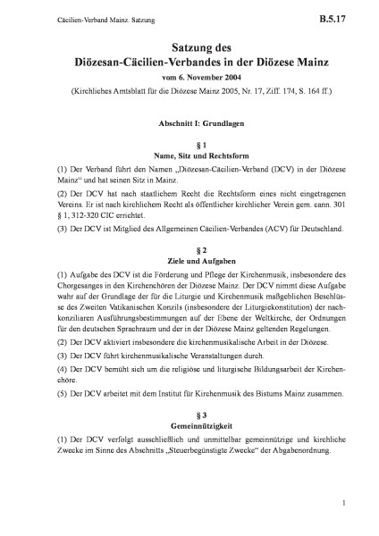 B.5.17 Cäcilien-Verband Mainz. Satzung