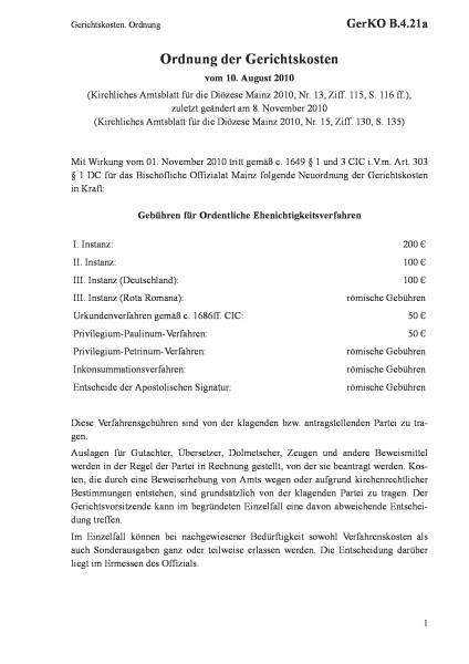 B.4.21a Gerichtskosten. Ordnung