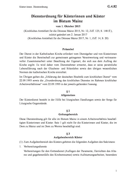 G.4.82 Küster:innen. Dienstordnung
