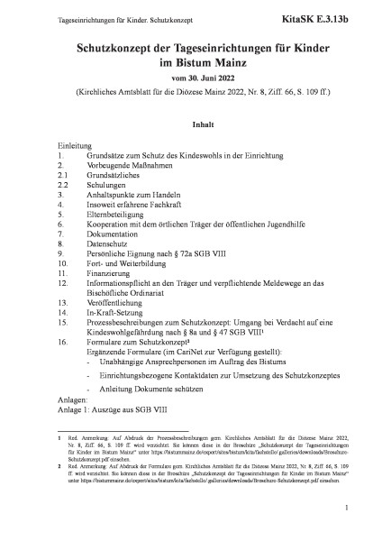 E.3.13b Tageseinrichtungen für Kinder. Schutzkonzept
