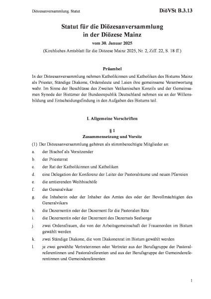 B.3.13 Diözesanversammlung. Statut