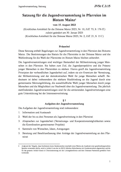 C.3.15 Jugendversammlung. Satzung