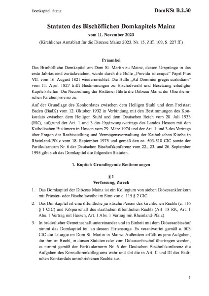 B.2.30 Domkapitel. Statut