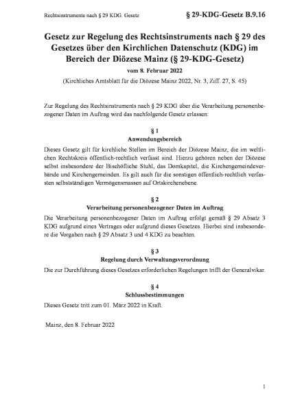 B.9.16 Rechtsinstrumente nach § 29 KDG. Gesetz