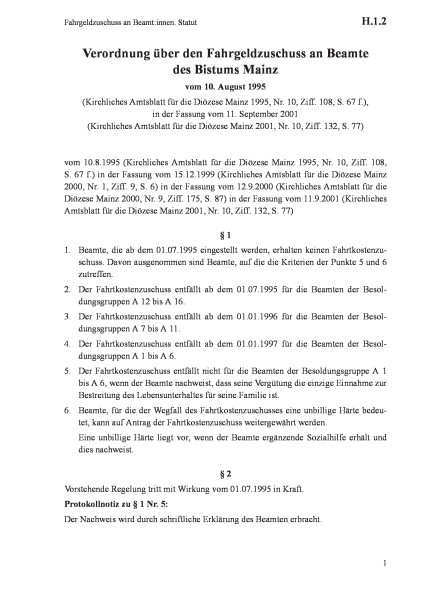H.1.2 Fahrgeldzuschuss an Beamt:innen. Statut