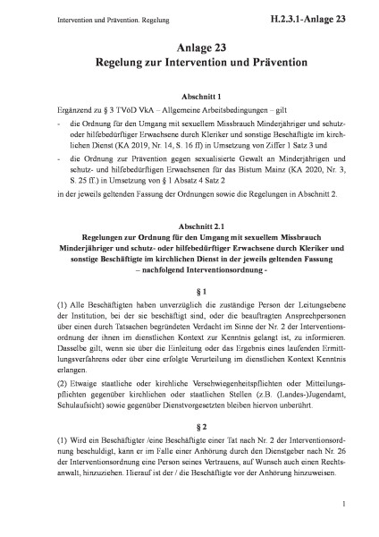 H.2.3.1-Anlage 23 Intervention und Prävention. Regelung