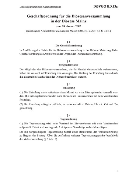 B.3.13a Diözesanversammlung. Geschäftsordnung